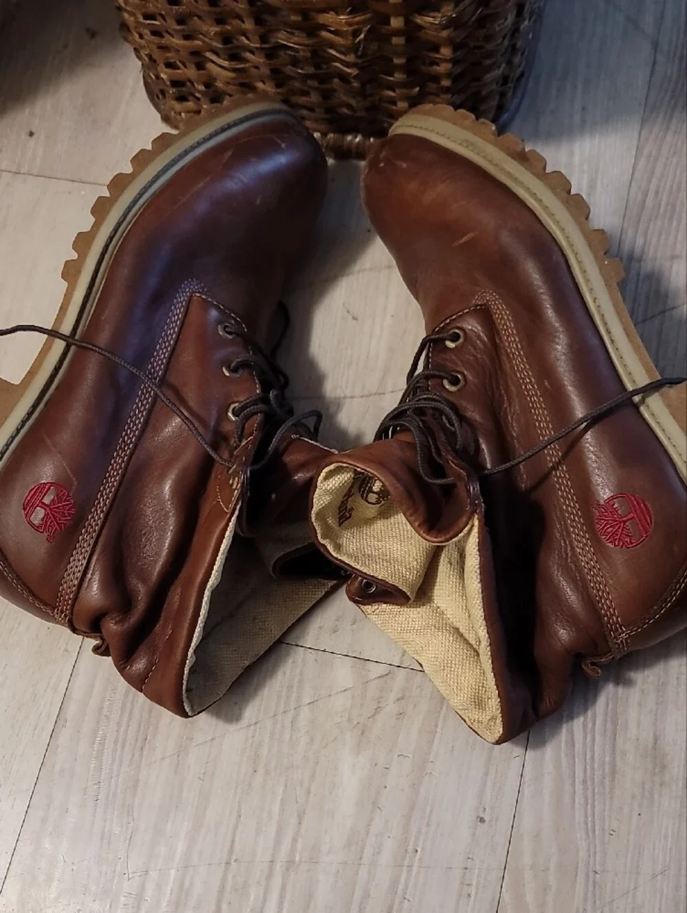 Timberland Men’s Chestnut Leather Lace-Up Work Boots